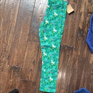 Mini Boden Teal Unicorn Print Leggings